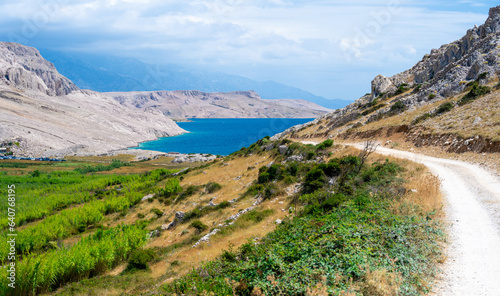 Obraz na płótnie view on famous beach Rucica in Metajna on Pag island in Croatia w salonie