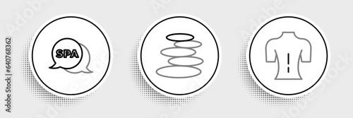 Set line Massage, Spa salon and Stack hot stones icon. Vector