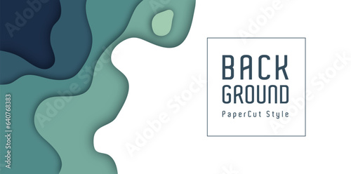 overlapping paper cut out style backgrounds with solid color variations accompanied by text copy space. paper cut style wave background