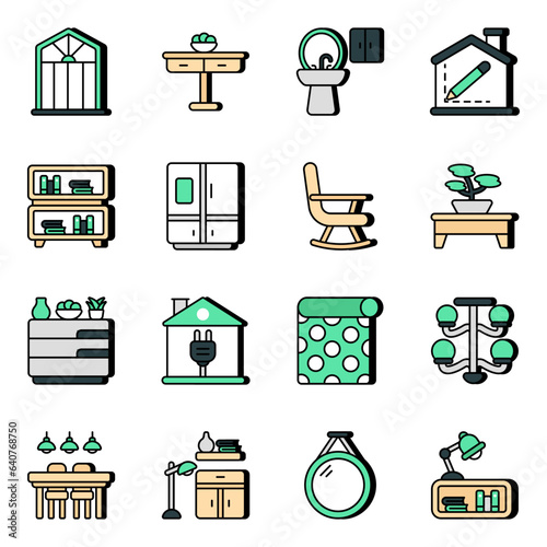 Pack of Furnishing Flat Icons

