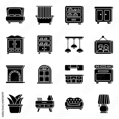 Pack of Furniture Solid Icons


