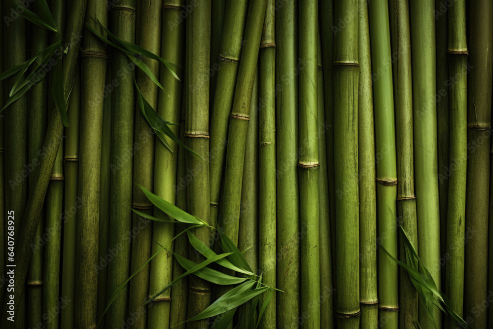 Green tone bamboo plank fence texture. Bamboo raft. AI generated Green tone bamboo plank fence texture. Bamboo raft. AI generated