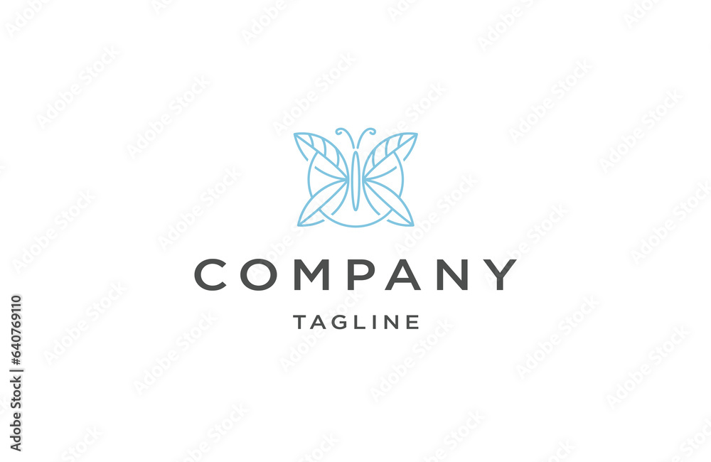Butterfly leaf with line art style logo design template Butterfly leaf with line art style logo design template