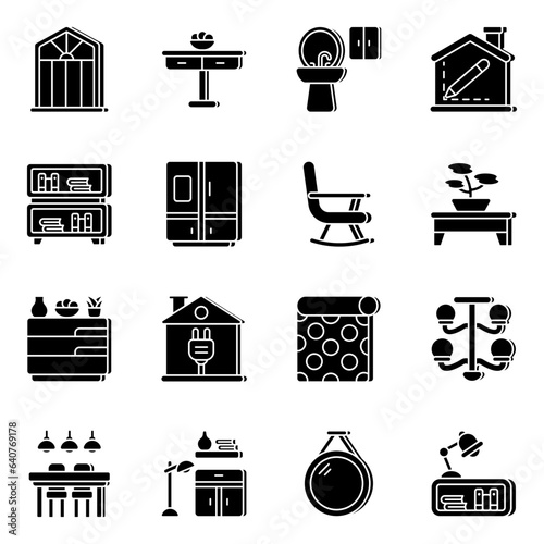 Pack of Furnishing Solid Icons

