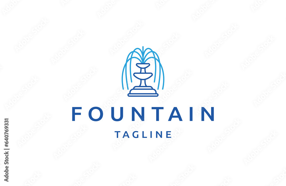 Fountain line logo design template flat vector
