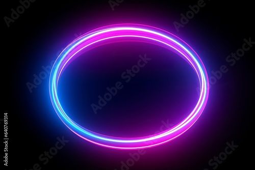 Neon Ring Pink Blue, Abstract background, Generative AI