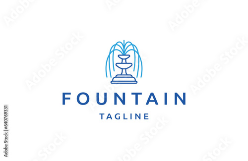 Fountain line logo design template flat vector