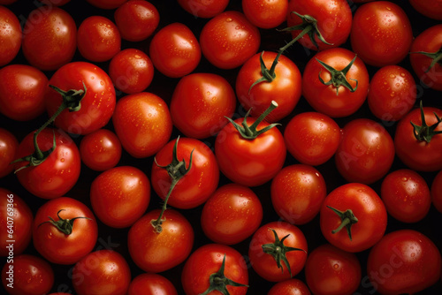 Fresh ripe red tomatoes. Food background. Generative AI