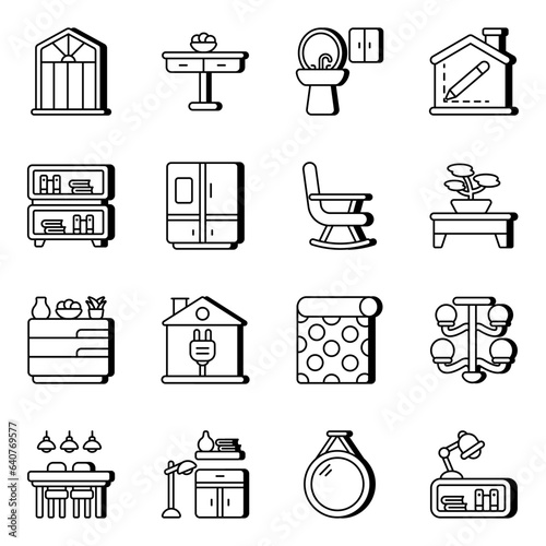 Pack of Furnishing Linear Icons

