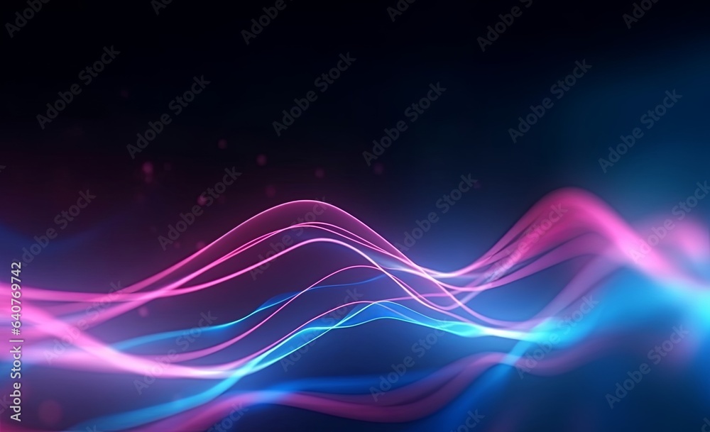 abstract futuristic background with pink blue glowing neon moving high speed wave lines and bokeh lights. Data transfer concept Fantastic wallpaper, Generative AI abstract futuristic background with pink blue glowing neon moving high speed wave lines and bokeh lights. Data transfer concept Fantastic wallpaper, Generative AI