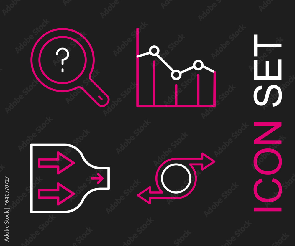 Set line Arrow, Pie chart infographic and Unknown search icon. Vector Set line Arrow, Pie chart infographic and Unknown search icon. Vector