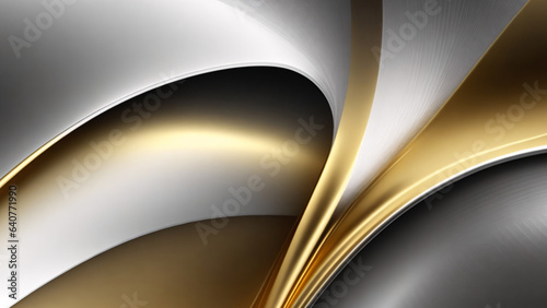 abstract metallic background with gold and silver stripes, 3d render
