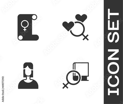Set Book about women, Feminism, Female and gender icon. Vector