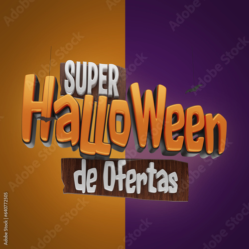 selo 3d ''super halloween de ofertas''. 