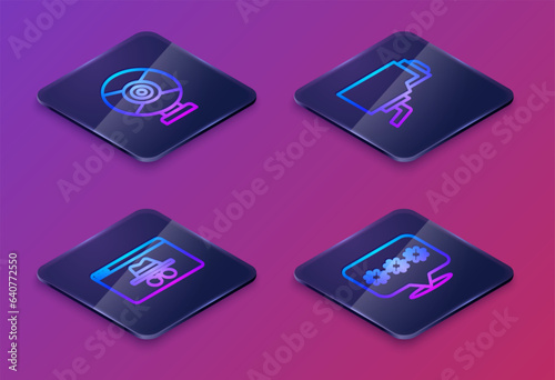 Wallpaper Mural Set Isometric line Security camera, Browser incognito window, and Password protection. Blue square button. Vector Torontodigital.ca