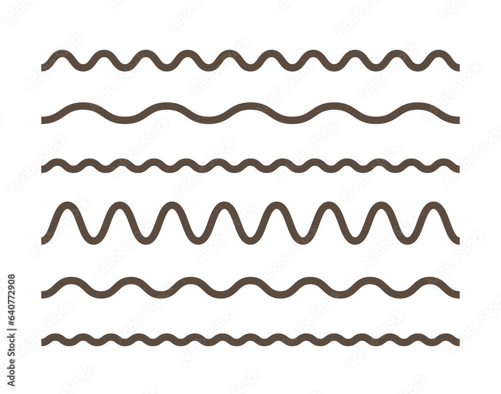 Doodle marker wavy line set. Simple outline thin icons Doodle marker wavy line set. Simple outline thin icons