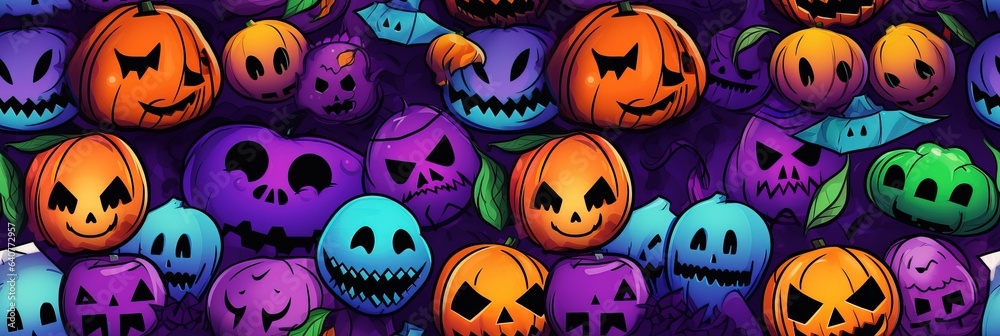 Colorful Tileable Pattern of Halloween. Wallpaper. Colorful Tileable Pattern of Halloween. Wallpaper.