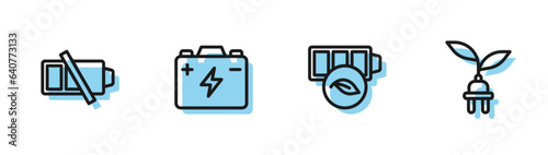 Free Download Set line Eco nature leaf battery, Low, Car and Electric saving plug in icon. Vector - GFXLoad
