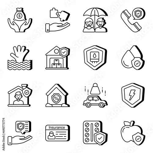 Pack of Security and Safety Linear Icons

