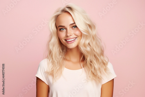 Generative ai photo image picture of pretty lovely cute lady look in camera with happy smile