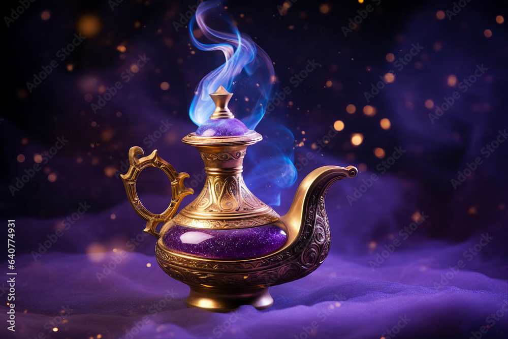 Generative ai collage image picture of magical lamp with wishes