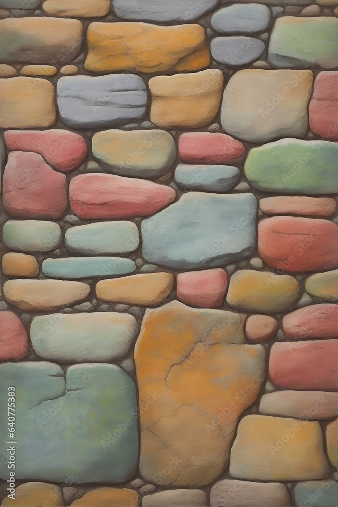 Color stones wall. AI generated illustration Color stones wall. AI generated illustration