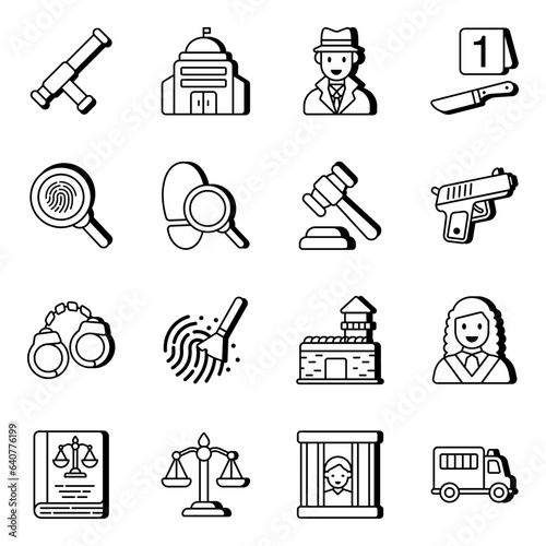 Pack of Law Linear Icons

