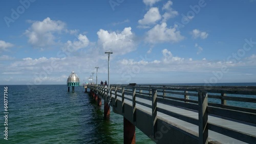 Zingst pier, Germany, Baltic Sea, with diving gondola photo