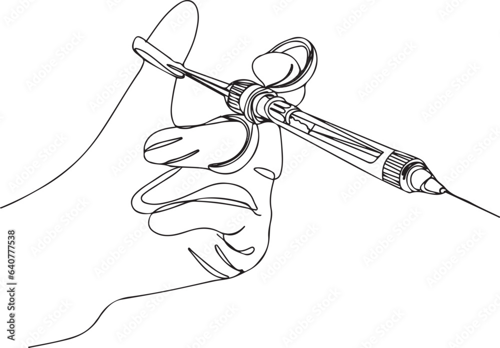 Doctor's Hand Holding Dental Syringe Vector Local Anesthesia