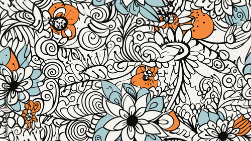 Vector seamless doodle floral pattern