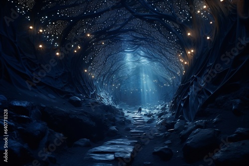 A fantasy cave with access to cosmos and universe