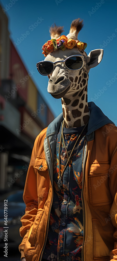 Cool Rapper Anthropomorphic Giraffe at Los Angeles California iPhone/Samsung Wallpaper Background