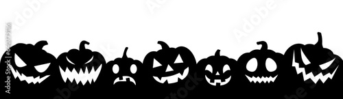 halloween pumpkin face long silhouette icon symbol set scary spooky horror vector graphic design orange cartoon illustration