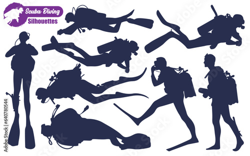 Scuba Diving Silhouettes Vector illustration