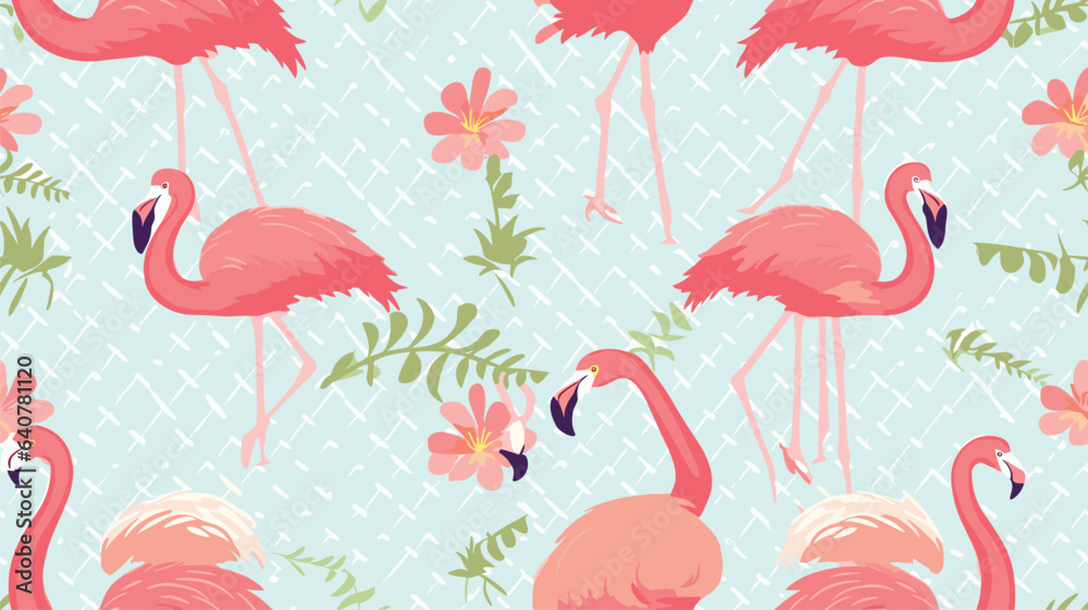 Fototapeta premium Seamless flamingo bird pattern