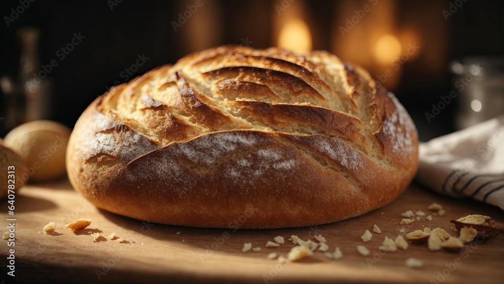 Homemade sourdough bread. Freshly baked until crispy. Ai generated. Homemade sourdough bread. Freshly baked until crispy. Ai generated.