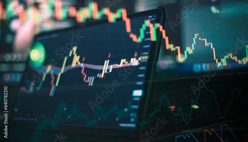 Bilde på lerret Businessman hand working on analyzing investment charts