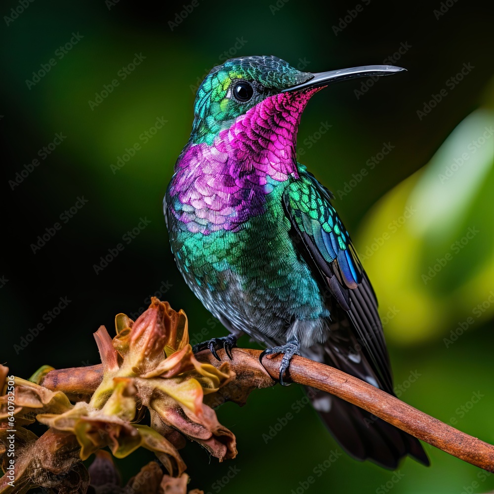 hummingbird bird sitting on a tree branch close-up, flowers, colorful background, hummingbird bird sitting on a tree branch close-up, flowers, colorful background,
