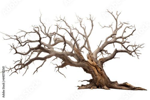 Dead Oak Tree Isolated on Transparent Background Generative AI