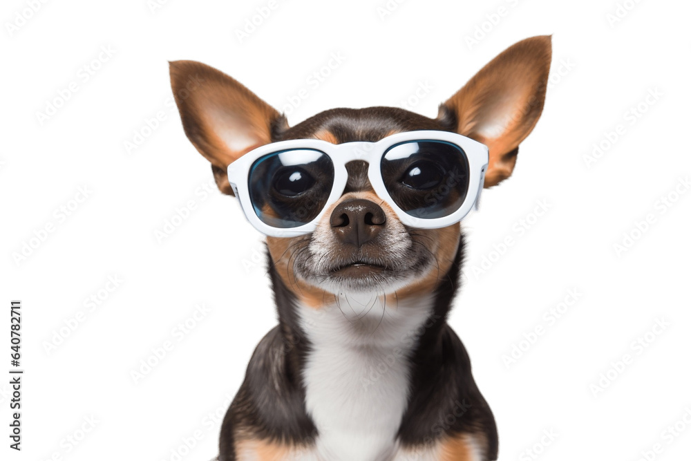Dog Wearing Cool Glasses Isolated on Transparent Background Generative AI