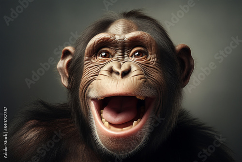 Close-up photo of funny ape in nature