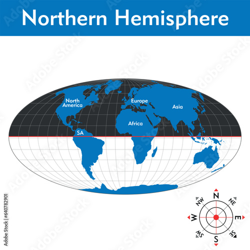 Northern Hemisphere  globe  vector illustration  Science