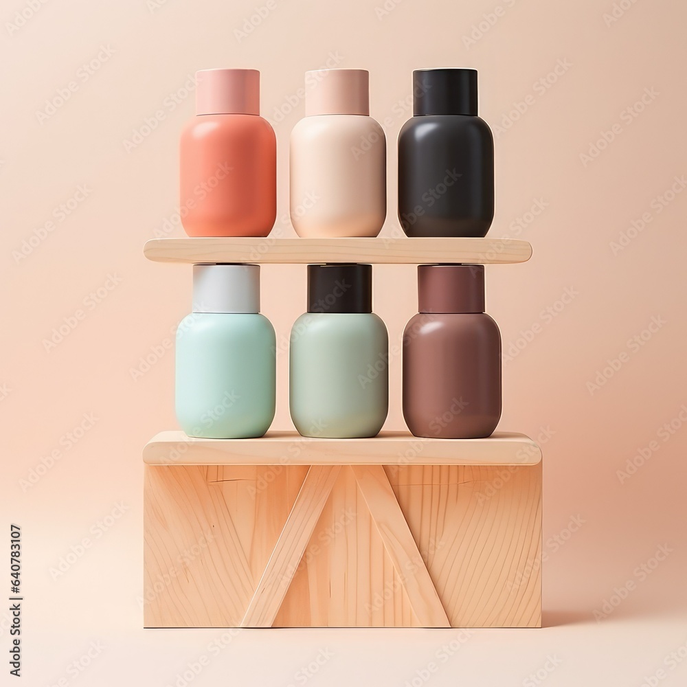 pastel colour cosmetics bottles. banner. personal care. shampoo. cream. banner. place for text, close-up. Cosmetics concept. pastel colour cosmetics bottles. banner. personal care. shampoo. cream. banner. place for text, close-up. Cosmetics concept.