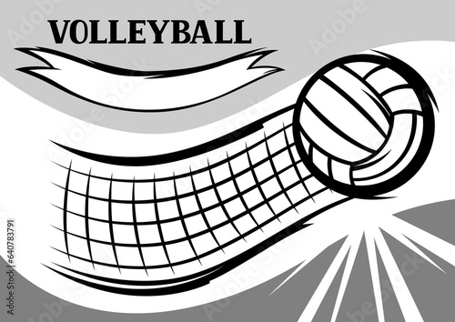 Background with volleyball items. Sport club illustration.