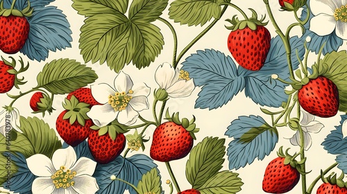 Strawberry plant old style pattern.