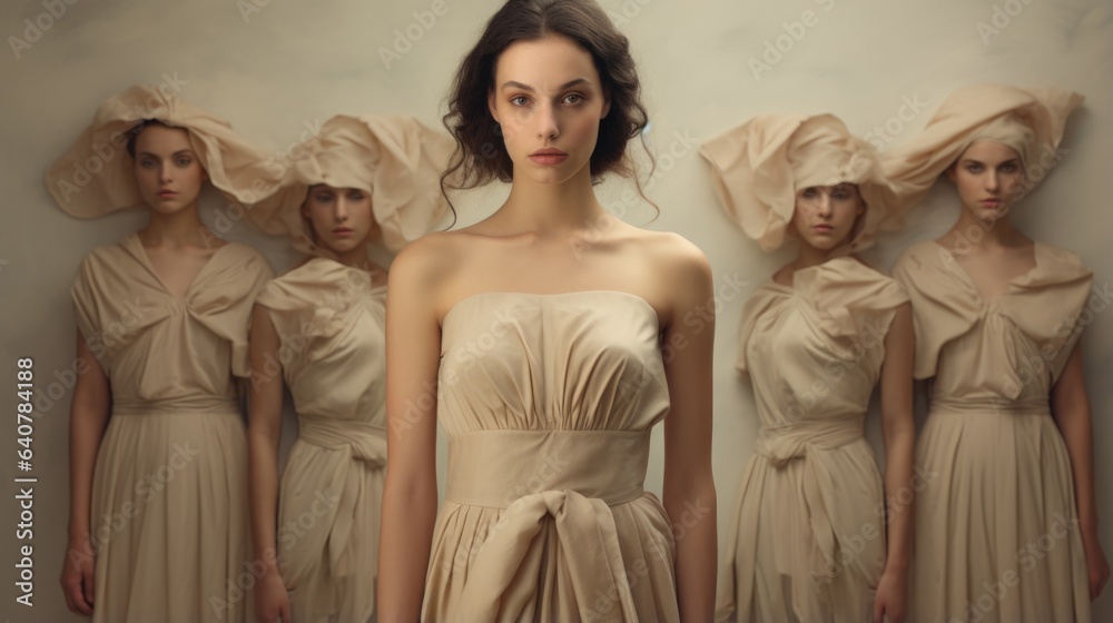 Naklejka premium A woman standing in front of a group of women