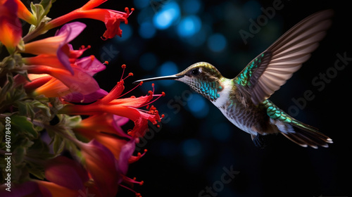 hummingbird feeding on flower © AI artistic beauty