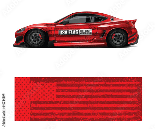 Vehicle wrap design vector. Graphic abstract stripe racing background kit designs for wrap race car Full vector EPS 10