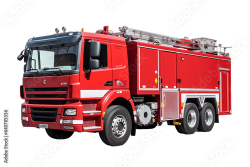 Fire Brigade Truck Isolated on Transparent Background Generative AI
