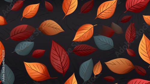 Autumn orange leaves seamless pattern. Fall foliage background.